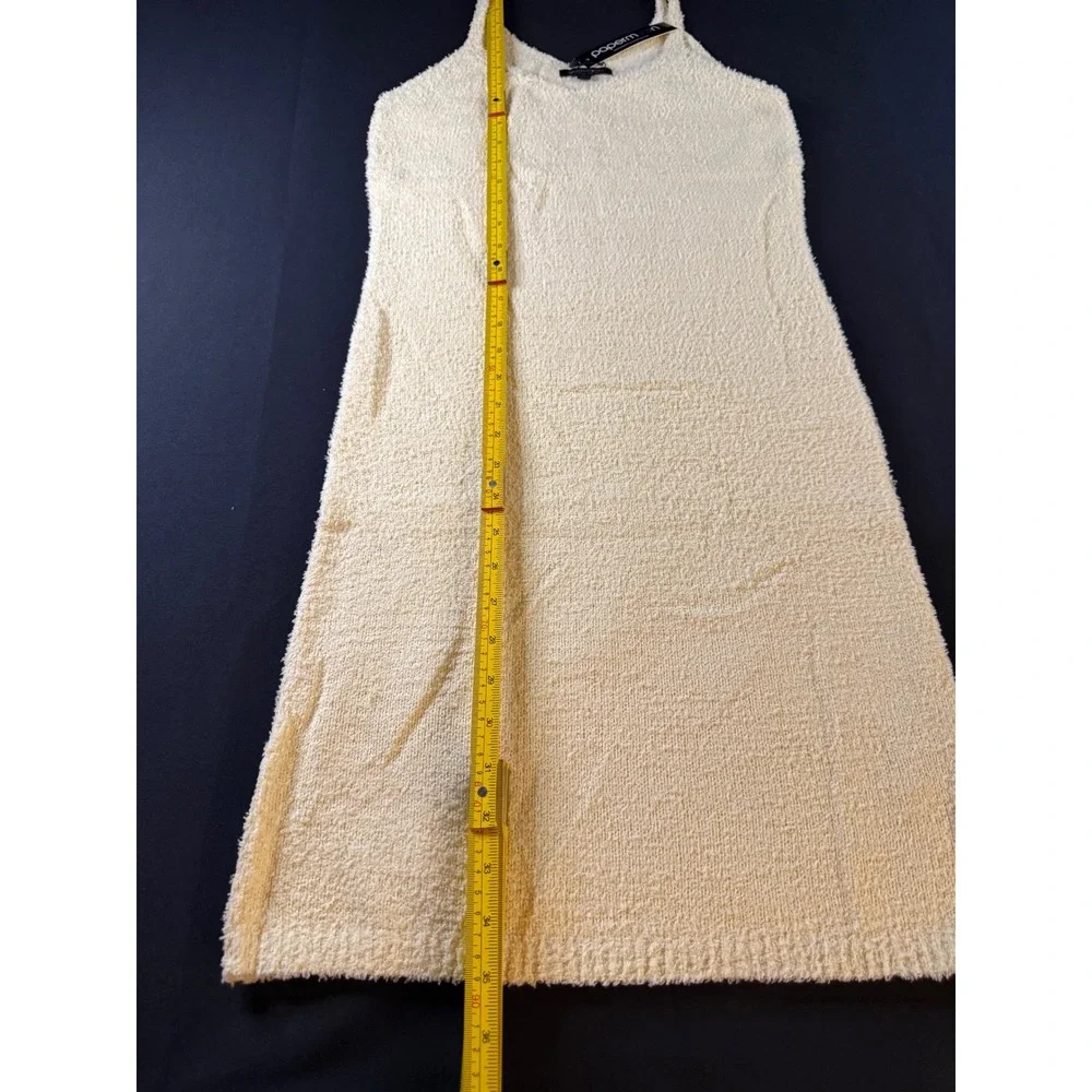 Paper Moon Cream Fuzzy Knit Sleeveless‎ V-Neck Midi Dress PD15824 Womens Size M